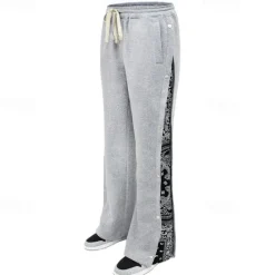 Hot OUKU Men's Athletic Pants Sweatpants Tear Away Pants Flared Pants Trousers Pocket Drawstring Elastic Waist Patchwork Graphic Prints Comfort Sports Outdoor Daily Fashion Casual Black Gray Micro-elastic