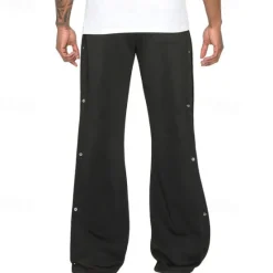 Hot OUKU Men's Athletic Pants Sweatpants Tear Away Pants Flared Pants Trousers Pocket Drawstring Elastic Waist Patchwork Graphic Prints Comfort Sports Outdoor Daily Fashion Casual Black Gray Micro-elastic