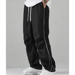 Discount OUKU Men's Athletic Pants Trousers Casual Pants Pocket Drawstring Elastic Waist Plain Comfort Sports Outdoor Daily Fashion Casual Black Blue Micro-elastic