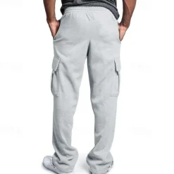 Discount OUKU Men's Athletic Pants Trousers Cargo Sweatpants Pleated Pants Drawstring Elastic Waist Multi Pocket Plain Comfort Sports Outdoor Daily Fashion Casual Black Navy Blue Micro-elastic