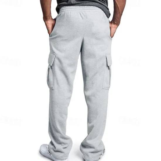 Discount OUKU Men's Athletic Pants Trousers Cargo Sweatpants Pleated Pants Drawstring Elastic Waist Multi Pocket Plain Comfort Sports Outdoor Daily Fashion Casual Black Navy Blue Micro-elastic