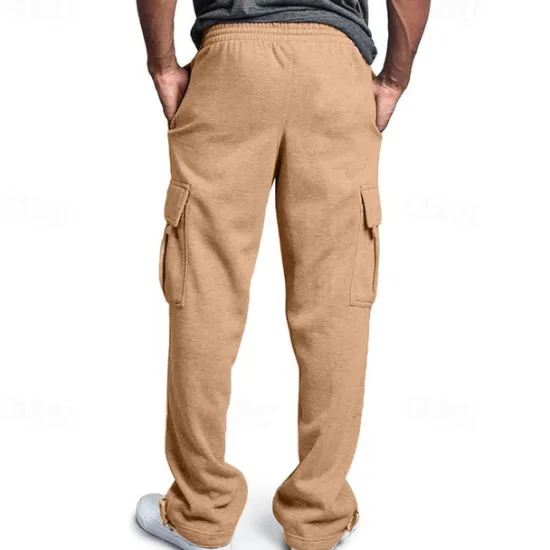 Discount OUKU Men's Athletic Pants Trousers Cargo Sweatpants Pleated Pants Drawstring Elastic Waist Multi Pocket Plain Comfort Sports Outdoor Daily Fashion Casual Black Navy Blue Micro-elastic