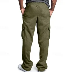 Discount OUKU Men's Athletic Pants Trousers Cargo Sweatpants Pleated Pants Drawstring Elastic Waist Multi Pocket Plain Comfort Sports Outdoor Daily Fashion Casual Black Navy Blue Micro-elastic