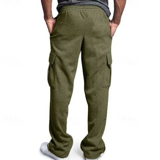 Discount OUKU Men's Athletic Pants Trousers Cargo Sweatpants Pleated Pants Drawstring Elastic Waist Multi Pocket Plain Comfort Sports Outdoor Daily Fashion Casual Black Navy Blue Micro-elastic