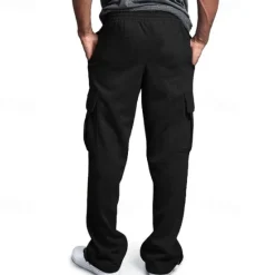 Discount OUKU Men's Athletic Pants Trousers Cargo Sweatpants Pleated Pants Drawstring Elastic Waist Multi Pocket Plain Comfort Sports Outdoor Daily Fashion Casual Black Navy Blue Micro-elastic