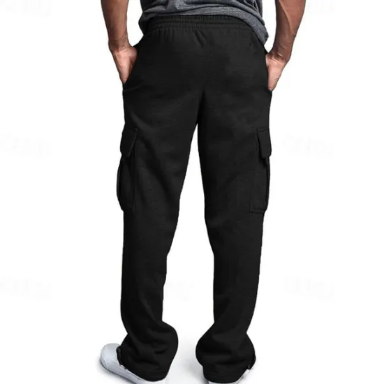 Discount OUKU Men's Athletic Pants Trousers Cargo Sweatpants Pleated Pants Drawstring Elastic Waist Multi Pocket Plain Comfort Sports Outdoor Daily Fashion Casual Black Navy Blue Micro-elastic