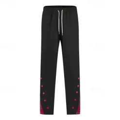 Hot OUKU Men's Athletic Pants Wide Leg Sweatpants Trousers Pocket Drawstring Elastic Waist Plaid Comfort Sports Outdoor Daily Fashion Casual Black White Micro-elastic