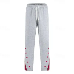 Hot OUKU Men's Athletic Pants Wide Leg Sweatpants Trousers Pocket Drawstring Elastic Waist Plaid Comfort Sports Outdoor Daily Fashion Casual Black White Micro-elastic
