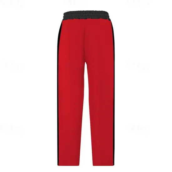 Hot OUKU Men's Athletic Pants Wide Leg Sweatpants Trousers Pocket Drawstring Elastic Waist Color Block Comfort Sports Outdoor Daily Fashion Casual Black Red Micro-elastic