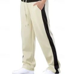 Hot OUKU Men's Athletic Pants Wide Leg Sweatpants Trousers Pocket Drawstring Elastic Waist Color Block Comfort Sports Outdoor Daily Fashion Casual Black Red Micro-elastic