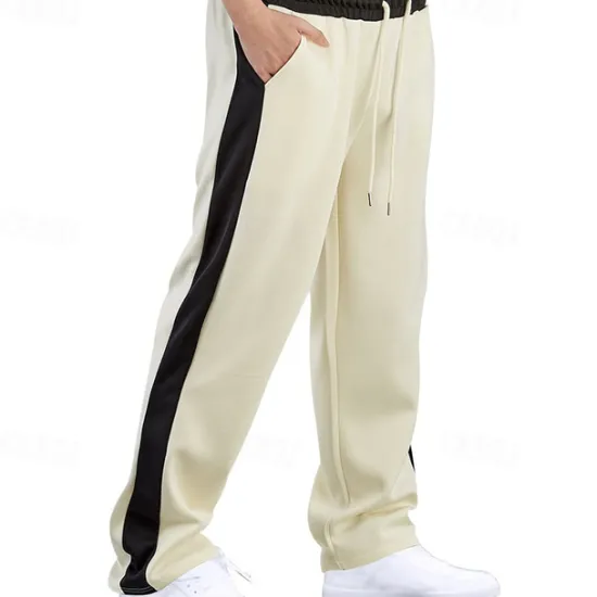 Hot OUKU Men's Athletic Pants Wide Leg Sweatpants Trousers Pocket Drawstring Elastic Waist Color Block Comfort Sports Outdoor Daily Fashion Casual Black Red Micro-elastic