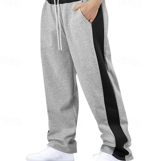 Hot OUKU Men's Athletic Pants Wide Leg Sweatpants Trousers Pocket Drawstring Elastic Waist Color Block Comfort Sports Outdoor Daily Fashion Casual Black Red Micro-elastic
