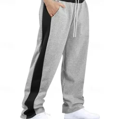Hot OUKU Men's Athletic Pants Wide Leg Sweatpants Trousers Pocket Drawstring Elastic Waist Color Block Comfort Sports Outdoor Daily Fashion Casual Black Red Micro-elastic