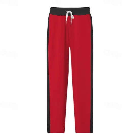 Hot OUKU Men's Athletic Pants Wide Leg Sweatpants Trousers Pocket Drawstring Elastic Waist Color Block Comfort Sports Outdoor Daily Fashion Casual Black Red Micro-elastic
