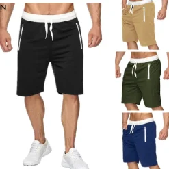 OUKU Men's Athletic Shorts Active Shorts Sweat Shorts Pocket Drawstring Solid Colored Comfort Wearable Knee Length Outdoor Daily Streetwear Casual Black Wine Micro-elastic
