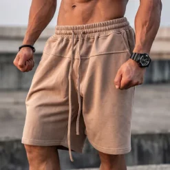Clearance OUKU Men's Athletic Shorts Active Shorts Sweat Shorts Pocket Plain Comfort Breathable Outdoor Daily Going out 100% Cotton Fashion Casual Black Brown