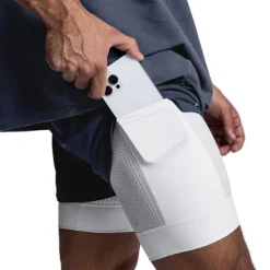 Online OUKU Men's Athletic Shorts Board Shorts Running Shorts Pocket Drawstring 2 in 1 Plain Comfort Breathable Short Daily Leisure Sports Holiday Sports Streetwear Black-White Dark Khaki