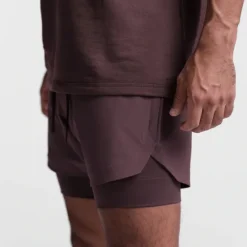 Online OUKU Men's Athletic Shorts Board Shorts Running Shorts Pocket Drawstring 2 in 1 Plain Comfort Breathable Short Daily Leisure Sports Holiday Sports Streetwear Black-White Dark Khaki