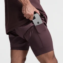 Online OUKU Men's Athletic Shorts Board Shorts Running Shorts Pocket Drawstring 2 in 1 Plain Comfort Breathable Short Daily Leisure Sports Holiday Sports Streetwear Black-White Dark Khaki