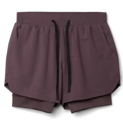 Online OUKU Men's Athletic Shorts Board Shorts Running Shorts Pocket Drawstring 2 in 1 Plain Comfort Breathable Short Daily Leisure Sports Holiday Sports Streetwear Black-White Dark Khaki