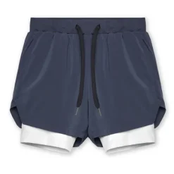 Online OUKU Men's Athletic Shorts Board Shorts Running Shorts Pocket Drawstring 2 in 1 Plain Comfort Breathable Short Daily Leisure Sports Holiday Sports Streetwear Black-White Dark Khaki