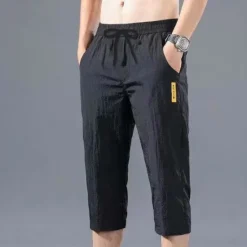 Online OUKU Men's Athletic Shorts Cropped Pants Casual Shorts Capri Pants Pocket Drawstring Elastic Waist Plain Comfort Quick Dry Outdoor Daily Going out Fashion Streetwear Black Green