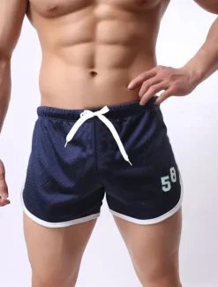 Online OUKU Men's Athletic Shorts Running Shorts Gym Shorts Mesh Shorts Going out Weekend Breathable Quick Dry Mesh Drawstring Elastic Waist Plain Short Gymnatics Activewear Black White