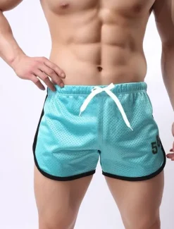 Online OUKU Men's Athletic Shorts Running Shorts Gym Shorts Mesh Shorts Going out Weekend Breathable Quick Dry Mesh Drawstring Elastic Waist Plain Short Gymnatics Activewear Black White