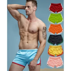 Sale OUKU Men's Athletic Shorts Running Shorts Gym Shorts Mesh Shorts Mesh Elastic Waist Color Block Breathable Quick Dry Short Sports Fitness Running Sports Sporty Pink / pink Wine red / Winered Low Waist