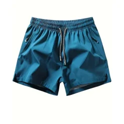 Online OUKU Men's Athletic Shorts Running Shorts Gym Shorts Sports Going out Weekend Breathable Quick Dry Running Casual Pocket Drawstring Elastic Waist Plain Knee Length Gymnatics Activewear Black Blue