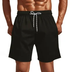 OUKU Men's Athletic Shorts Shorts Running Shorts Gym Shorts Sport Daily Quick Dry High Stretch Comfortable Pocket Drawstring Elastic Waist Plain Short Gymnatics Casual Activewear Black Yellow Micro-elastic