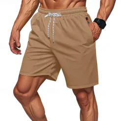 OUKU Men's Athletic Shorts Shorts Running Shorts Gym Shorts Sport Daily Quick Dry High Stretch Comfortable Pocket Drawstring Elastic Waist Plain Short Gymnatics Casual Activewear Black Yellow Micro-elastic