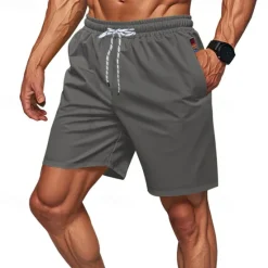 OUKU Men's Athletic Shorts Shorts Running Shorts Gym Shorts Sport Daily Quick Dry High Stretch Comfortable Pocket Drawstring Elastic Waist Plain Short Gymnatics Casual Activewear Black Yellow Micro-elastic