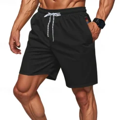 OUKU Men's Athletic Shorts Shorts Running Shorts Gym Shorts Sport Daily Quick Dry High Stretch Comfortable Pocket Drawstring Elastic Waist Plain Short Gymnatics Casual Activewear Black Yellow Micro-elastic