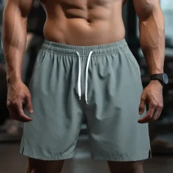 Outlet OUKU Men's Athletic Shorts Shorts Running Shorts Gym Shorts Sport Daily Quick Dry High Stretch Comfortable Pocket Drawstring Elastic Waist Plain Short Gymnatics Casual Activewear Lake blue Black