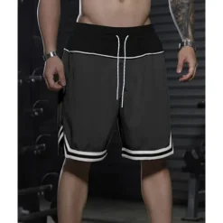 Sale OUKU Men's Athletic Shorts Shorts Basketball Shorts Pocket Drawstring Elastic Waist Stripes Comfort Breathable Short Outdoor Sports Classic Casual Black Red