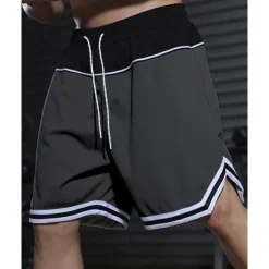 Sale OUKU Men's Athletic Shorts Shorts Basketball Shorts Pocket Drawstring Elastic Waist Stripes Comfort Breathable Short Outdoor Sports Classic Casual Black Red