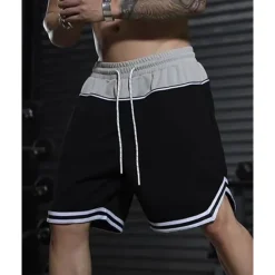 Sale OUKU Men's Athletic Shorts Shorts Basketball Shorts Pocket Drawstring Elastic Waist Stripes Comfort Breathable Short Outdoor Sports Classic Casual Black Red