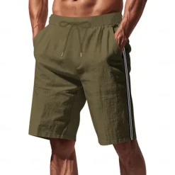 Best OUKU Men's Athletic Shorts Shorts Running Shorts Casual Shorts Pocket Drawstring Side Stripe Plain Breathable Quick Dry Knee Length Sports Outdoor Daily Gym Fashion Streetwear Black White
