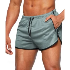 Online OUKU Men's Athletic Shorts Shorts Running Shorts Gym Shorts Sport Daily Quick Dry High Stretch Comfortable Pocket Drawstring Elastic Waist Plain Short Gymnatics Casual Activewear Wine Red Black