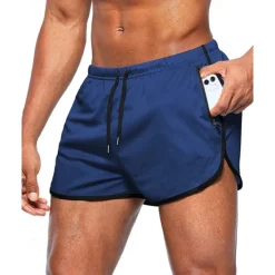 Online OUKU Men's Athletic Shorts Shorts Running Shorts Gym Shorts Sport Daily Quick Dry High Stretch Comfortable Pocket Drawstring Elastic Waist Plain Short Gymnatics Casual Activewear Wine Red Black