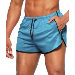 Online OUKU Men's Athletic Shorts Shorts Running Shorts Gym Shorts Sport Daily Quick Dry High Stretch Comfortable Pocket Drawstring Elastic Waist Plain Short Gymnatics Casual Activewear Wine Red Black