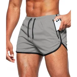 Online OUKU Men's Athletic Shorts Shorts Running Shorts Gym Shorts Sport Daily Quick Dry High Stretch Comfortable Pocket Drawstring Elastic Waist Plain Short Gymnatics Casual Activewear Wine Red Black