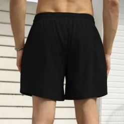 Outlet OUKU Men's Athletic Shorts Shorts Running Shorts Casual Shorts Drawstring Elastic Waist With Compression Liner Plain Comfort Short Sports Outdoor Daily Going out Fashion Casual Black White Micro-elastic