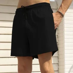 Outlet OUKU Men's Athletic Shorts Shorts Running Shorts Casual Shorts Drawstring Elastic Waist With Compression Liner Plain Comfort Short Sports Outdoor Daily Going out Fashion Casual Black White Micro-elastic
