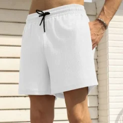Outlet OUKU Men's Athletic Shorts Shorts Running Shorts Casual Shorts Drawstring Elastic Waist With Compression Liner Plain Comfort Short Sports Outdoor Daily Going out Fashion Casual Black White Micro-elastic