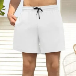Outlet OUKU Men's Athletic Shorts Shorts Running Shorts Casual Shorts Drawstring Elastic Waist With Compression Liner Plain Comfort Short Sports Outdoor Daily Going out Fashion Casual Black White Micro-elastic