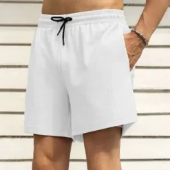 Outlet OUKU Men's Athletic Shorts Shorts Running Shorts Casual Shorts Drawstring Elastic Waist With Compression Liner Plain Comfort Short Sports Outdoor Daily Going out Fashion Casual Black White Micro-elastic