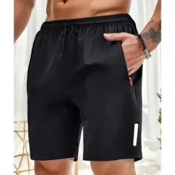 Hot OUKU Men's Athletic Shorts Shorts Summer Shorts Casual Shorts Pocket Drawstring Elastic Waist Plain Comfort Breathable Short Outdoor Vacation Sport Casual Black Navy Blue