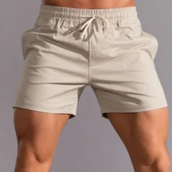 Hot OUKU Men's Athletic Shorts Shorts Summer Shorts Work Shorts Pocket Drawstring Elastic Waist Plain Comfort Breathable Short Outdoor Sports Classic Casual White Pink